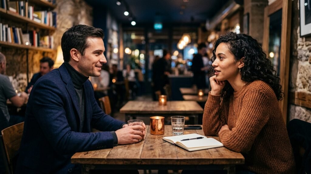 A couple looking at each other