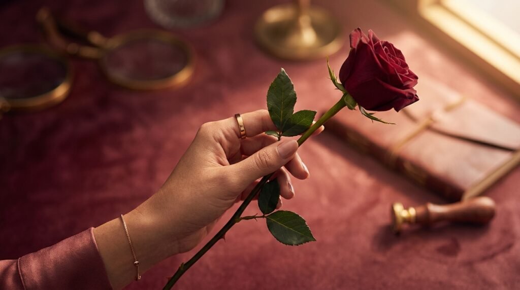 woman holding a rose