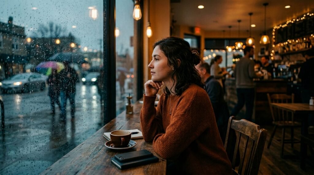 woman looking out of the window