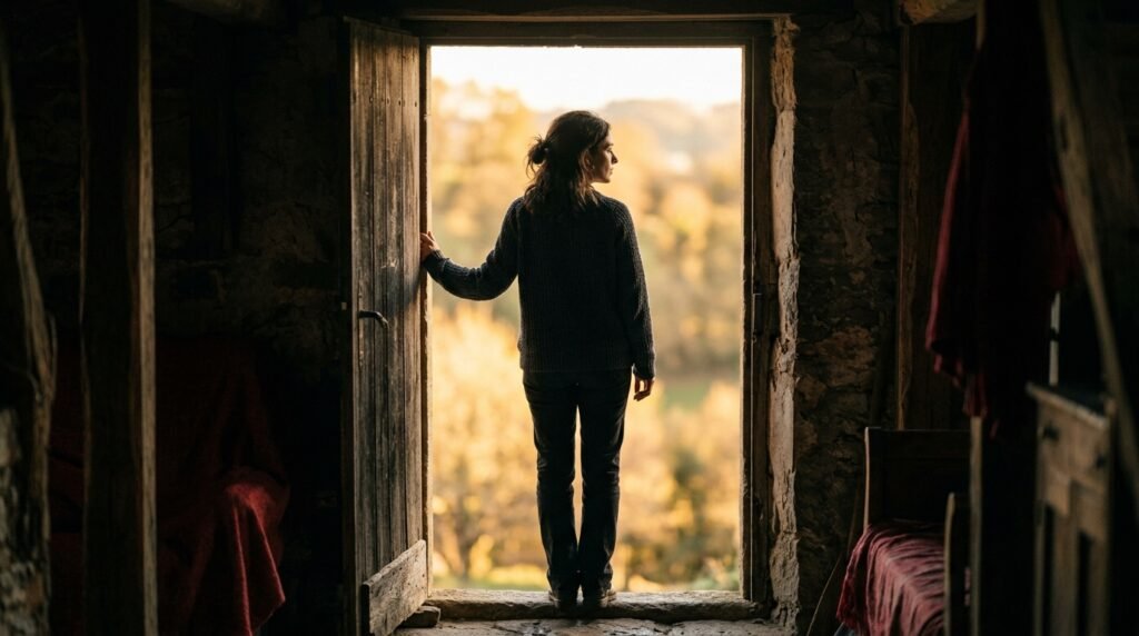 woman standing in doorway